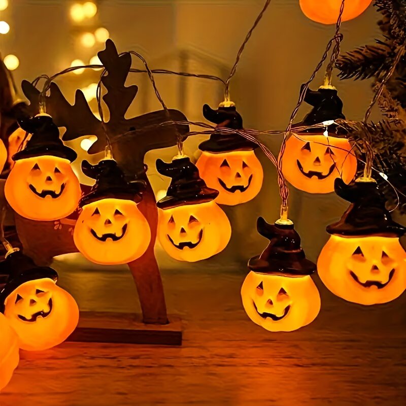 Halloween Led String Lights Orange - Guirlande lumineuse LED citrouille d'Halloween 1,5