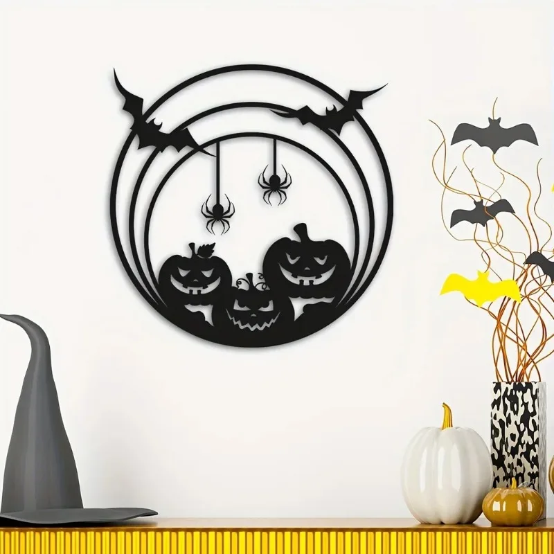 Spider Web Halloween Decoration - Décoration murale en métal pour Halloween,