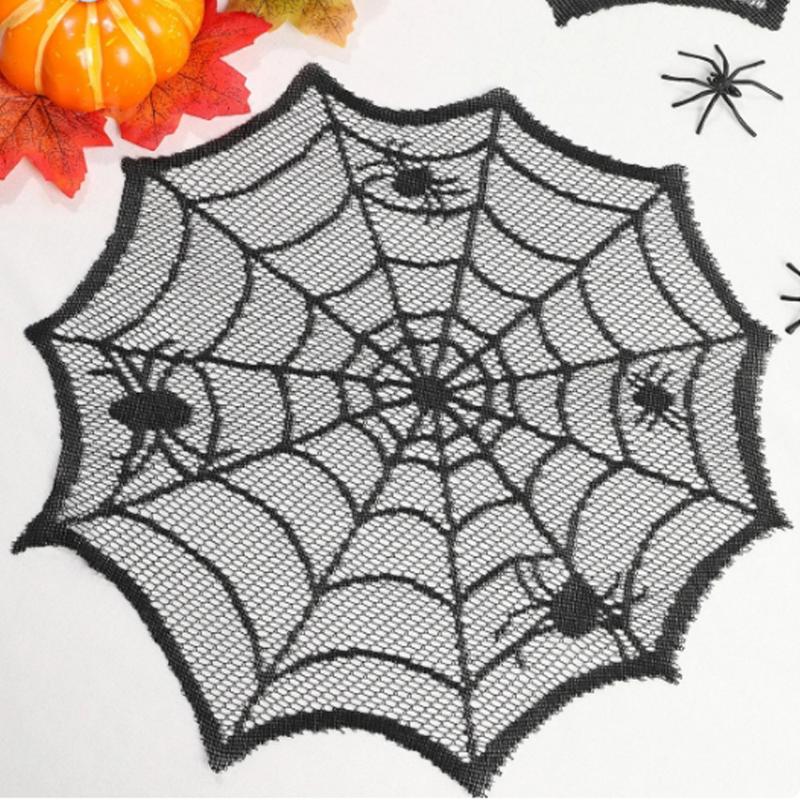 Spider Web Halloween Decoration - [MOA] 2/4 pièces, nappe en dentelle