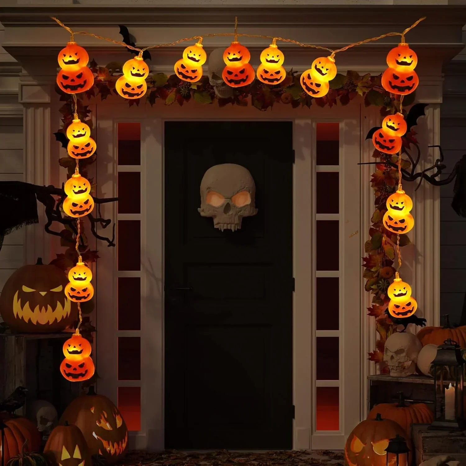 Halloween Led String Lights Orange - Guirlande lumineuse Jack O Lantern, LED