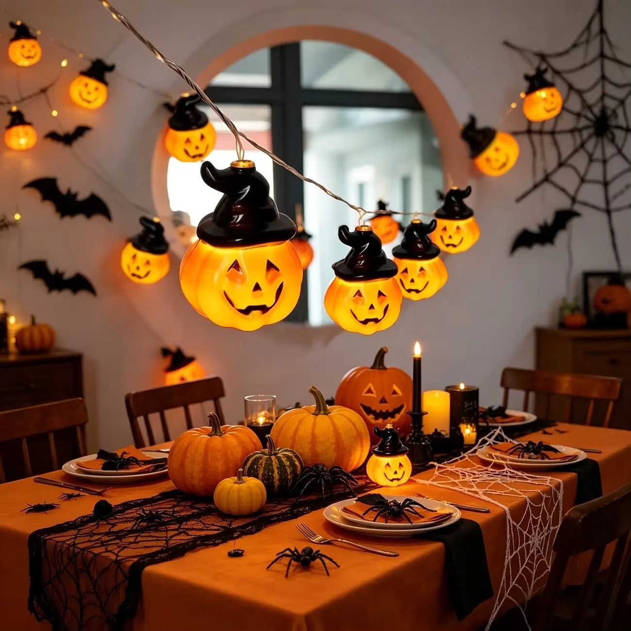 Halloween Led String Lights Orange - Guirlande lumineuse de fées citrouille et