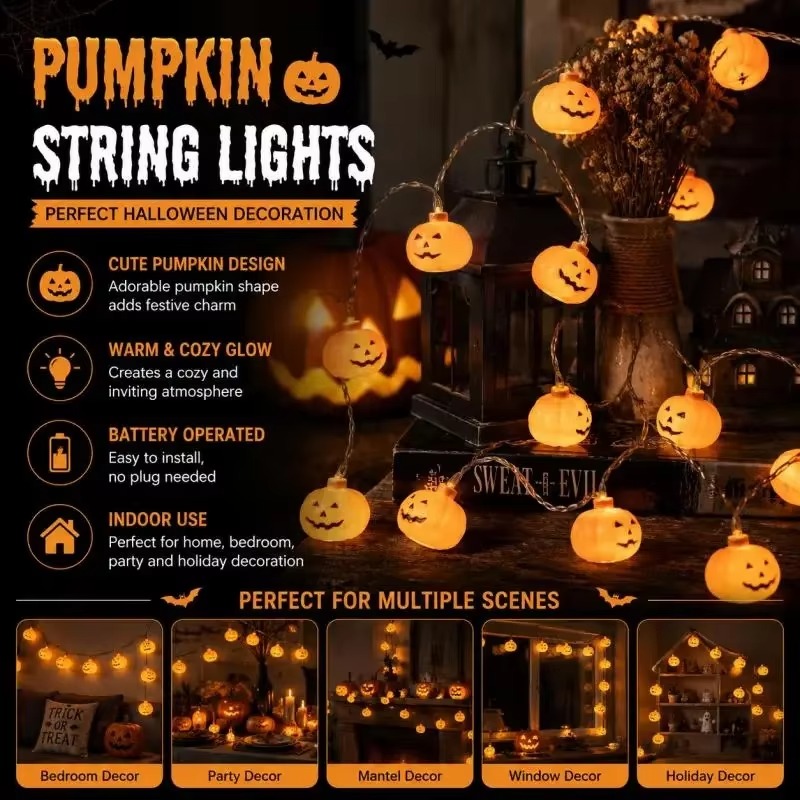 Halloween Pumpkin Decor Led - Guirlande lumineuse à LED en forme