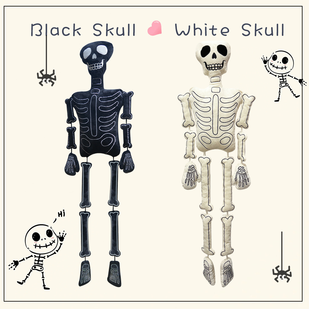 Halloween Skeleton Decoration - Peluche squelette d'Halloween, crâne en peluche