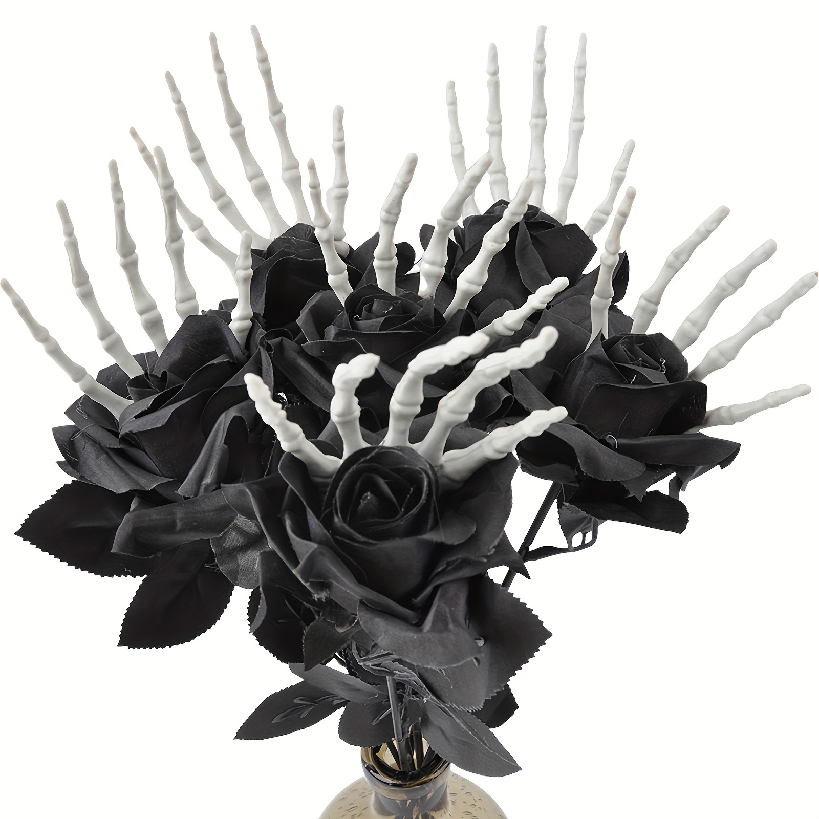 Halloween Skeleton Decoration - Poubelle artificielle en plastique noir avec