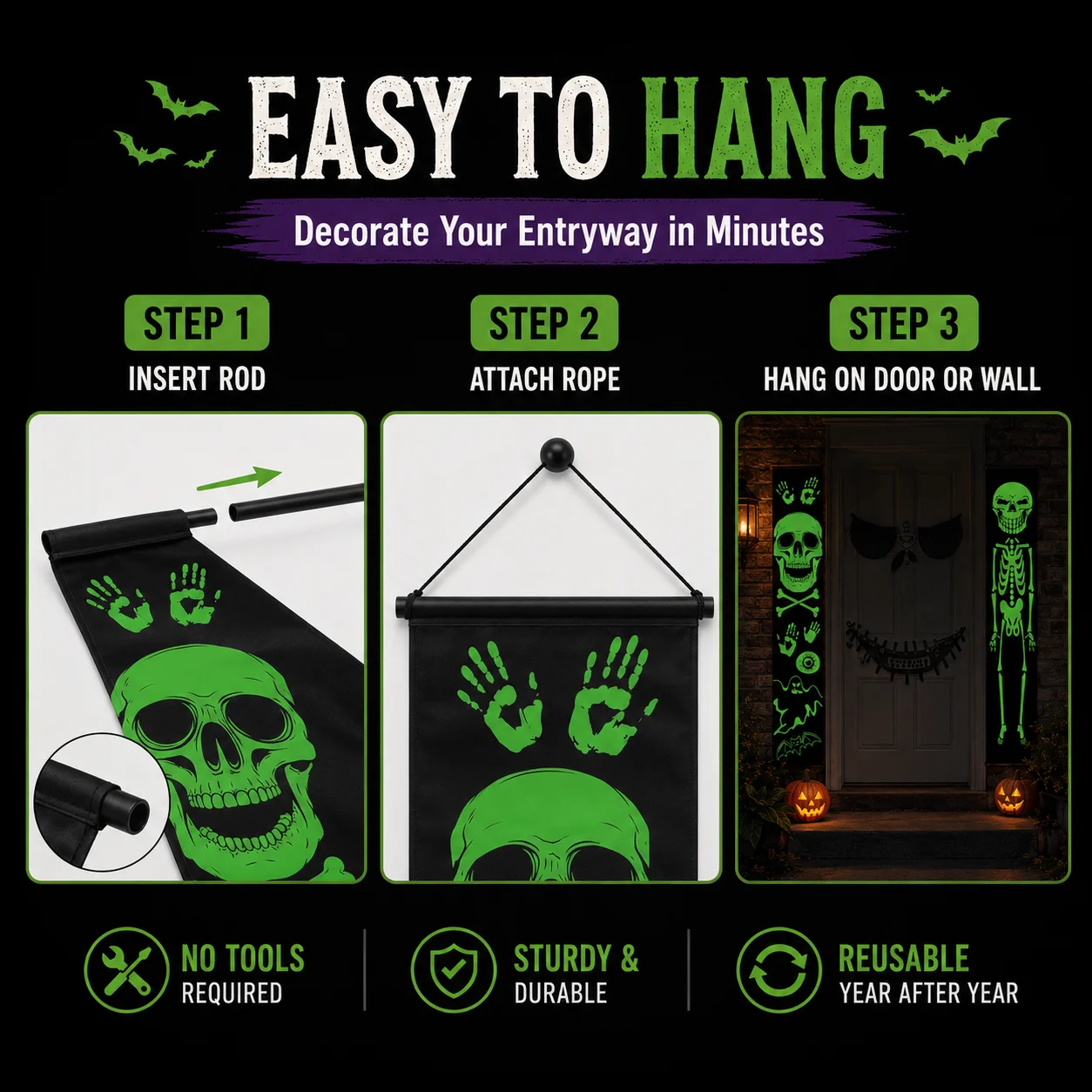 2 Bannières Lumineuses pour Po - Halloween Skeleton Decoration avis et prix