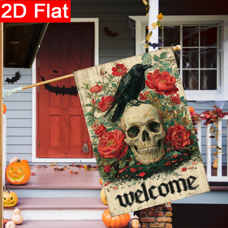 Drapeau plat 2D - Drapeau plat - Halloween Skeleton Decoration avis et prix