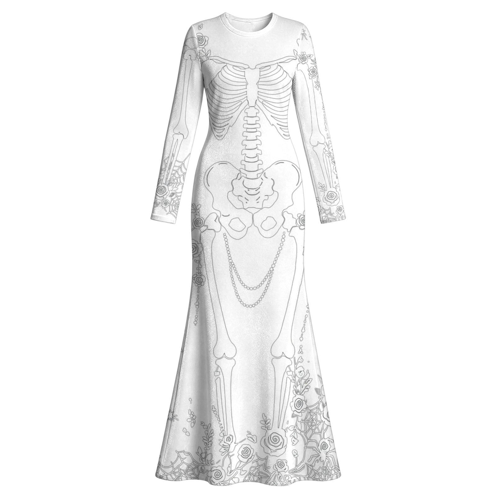 Robe longue à imprimé de roses - Halloween Skeleton Decoration avis et prix
